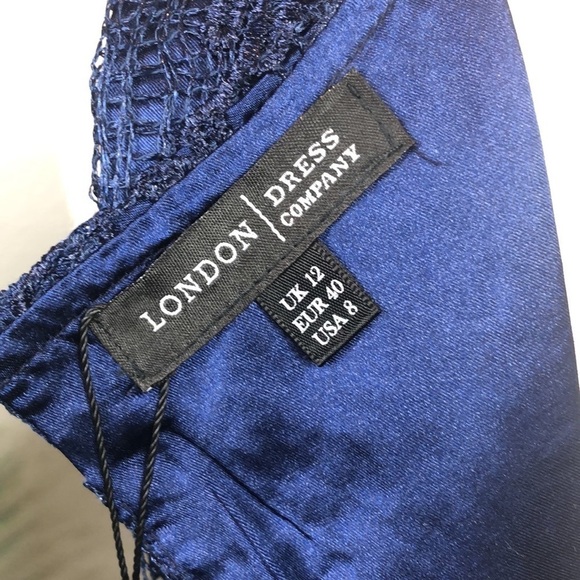 The London Company Dress Midi Navy Lace Evening 8 - Picture 9 of 11